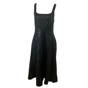 7 For All Mankind Vegan Leather Dress A-Line Midi Grunge Black Size Small